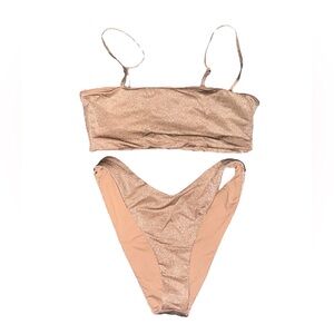 L Space by Monica Wise reflective sparkle swim suit, size medium women’s